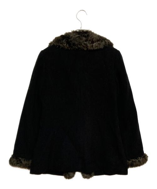 BURBERRY BLUE LABEL（バーバリーロンドンブルーレーベル）BURBERRY BLUE LABEL (バーバリーロンドンブルーレーベル) フェイク ファー ウール コート ブラック サイズ:38の古着・服飾アイテム