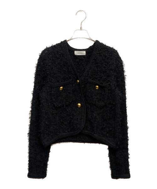 Mila Owen（ミラオーウェン）Mila Owen (ミラオーウェン) ニットツイードショートジャケット ブラックの古着・服飾アイテム