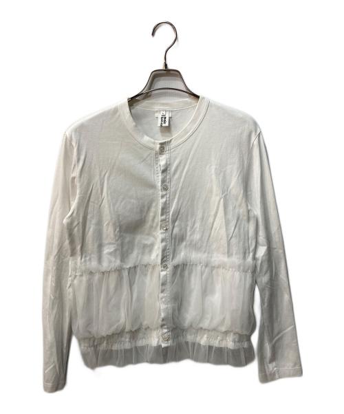 noir kei ninomiya（ノワール ケイ ニノミヤ）noir kei ninomiya (ノワール ケイ ニノミヤ) チュールカーディガン ホワイト サイズ:Lの古着・服飾アイテム