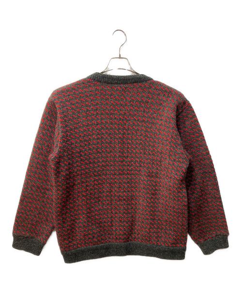 L.L.Bean（エルエルビーン）L.L.Bean (エルエルビーン) バーズアイニットカーディガン レッド×グレー サイズ:Lの古着・服飾アイテム