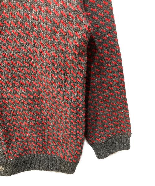 L.L.Bean（エルエルビーン）L.L.Bean (エルエルビーン) バーズアイニットカーディガン レッド×グレー サイズ:Lの古着・服飾アイテム