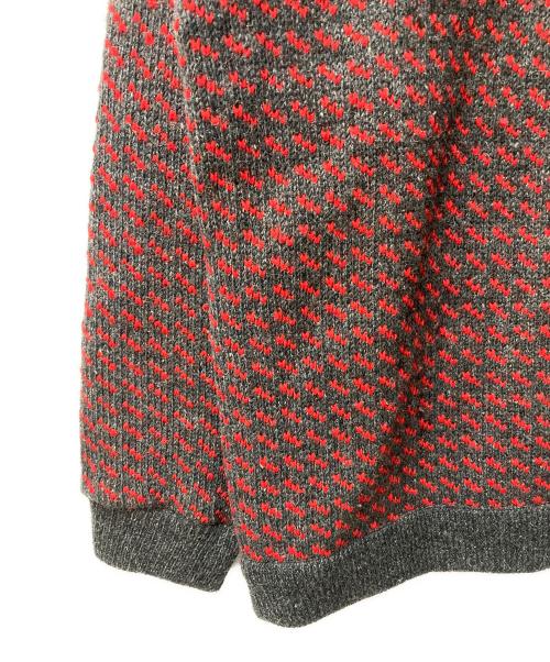 L.L.Bean（エルエルビーン）L.L.Bean (エルエルビーン) バーズアイニットカーディガン レッド×グレー サイズ:Lの古着・服飾アイテム