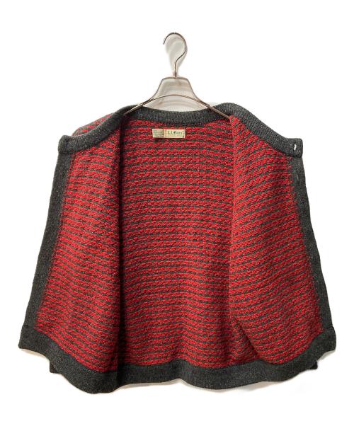 L.L.Bean（エルエルビーン）L.L.Bean (エルエルビーン) バーズアイニットカーディガン レッド×グレー サイズ:Lの古着・服飾アイテム