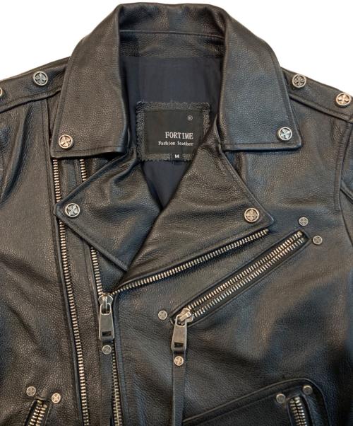 FORTIME（フォータイム）FORTIME (フォータイム) スタッズダブルライダースジャケット ブラック サイズ:Mの古着・服飾アイテム