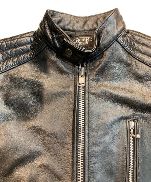 HORN WORKS（ホーンワークス）HORN WORKS (ホーンワークス) シングルライダースジャケット ブラック サイズ:Mの古着・服飾アイテム