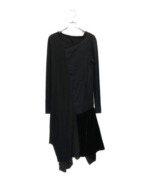 Y's（ワイズ）Y's (ワイズ) ベロア切替ワンピース ブラック サイズ:2の古着・服飾アイテム