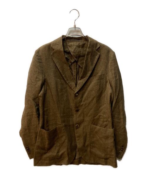 TOMORROW LAND PILGRIM（トゥモローランド ピルグリム）TOMORROW LAND PILGRIM (トゥモローランド ピルグリム) サマーツイード段返り3Bジャケット ブラウン サイズ:46の古着・服飾アイテム