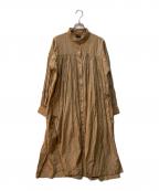 Sa-Rahサラ）の古着「シャイニーギャザーワンピース」｜ブラウン