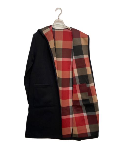 BLUE LABEL CRESTBRIDGE（ブルーレーベルクレストブリッジ）BLUE LABEL CRESTBRIDGE (ブルーレーベルクレストブリッジ) チェック リバーシブル カーディガン ブラック サイズ:38の古着・服飾アイテム