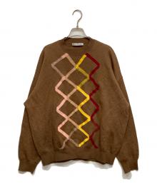 Acne studios（アクネ ストゥディオス）の古着「グラフィック クールネック ニット」｜ブラウン