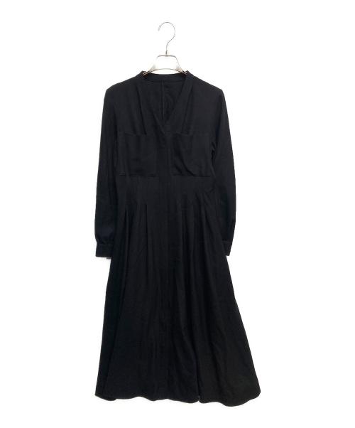 ANAYI（アナイ）ANAYI (アナイ) ウールアムンゼンポケットフレア ワンピース ネイビー サイズ:Mの古着・服飾アイテム