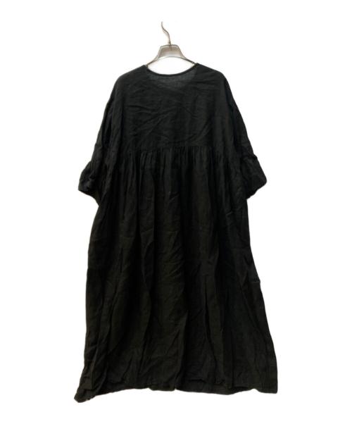 nest Robe（ネストローブ）nest Robe (ネストローブ) リネンフレアスリーブ2wayドレス ブラック サイズ:FREEの古着・服飾アイテム
