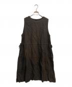 nest Robeネストローブ）の古着「リネンクルーネックリボンドレス」｜ブラウン