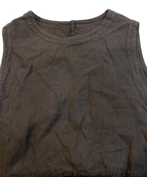 nest Robe（ネストローブ）nest Robe (ネストローブ) リネンクルーネックリボンドレス ブラウン サイズ:Freeの古着・服飾アイテム