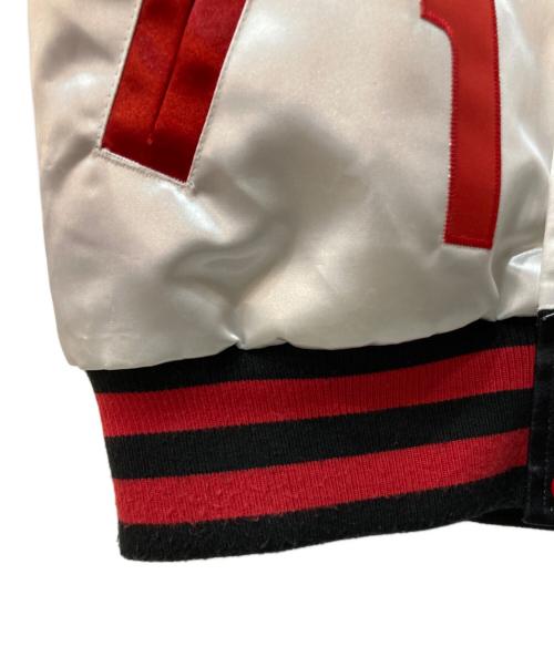 HEADGEAR CLASSICS（ヘッドギア-クラシックス）HEADGEAR CLASSICS (ヘッドギア-クラシックス) DEATH ROW SATIN JACKET ホワイト×レッド サイズ:Lの古着・服飾アイテム