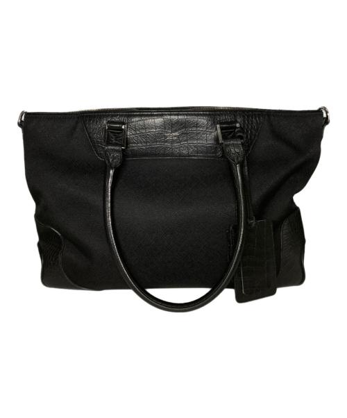 PELLE MORBIDA（ペッレモルビダ）PELLE MORBIDA (ペッレモルビダ) クロコ型押しトートバッグ ブラック サイズ:サイズ詳細参照の古着・服飾アイテム