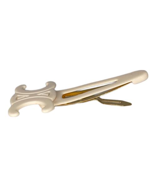 CELINE（セリーヌ）CELINE (セリーヌ) トリオンフラージスナップヘアクリップ アイボリー×ゴールド サイズ:サイズ詳細参照の古着・服飾アイテム