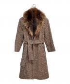 Aquascutumアクアスキュータム）の古着「ツイード ファー コート」｜ブラウン