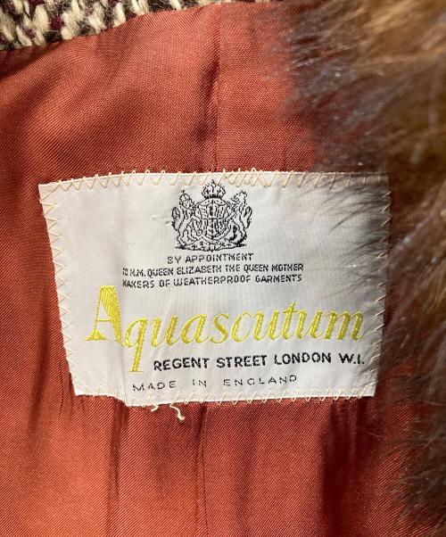 Aquascutum（アクアスキュータム）Aquascutum (アクアスキュータム) ツイード ファー コート ブラウン サイズ:free(詳細寸法参照）の古着・服飾アイテム
