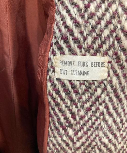 Aquascutum（アクアスキュータム）Aquascutum (アクアスキュータム) ツイード ファー コート ブラウン サイズ:free(詳細寸法参照）の古着・服飾アイテム