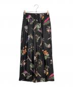 CABANキャバン）の古着「シルク ボタニカルプリント イージーパンツ」｜ブラック