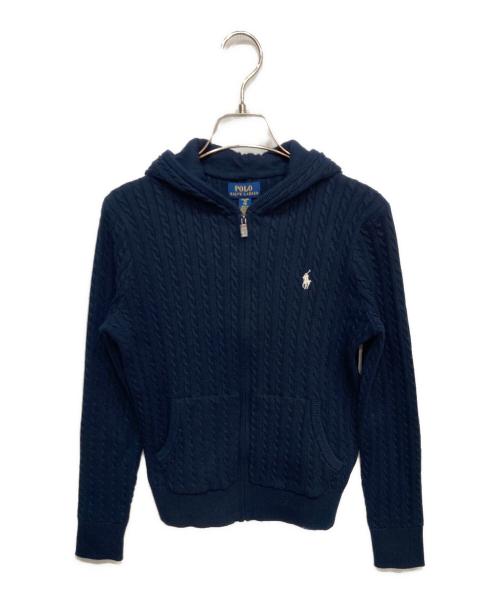 POLO RALPH LAUREN（ポロ・ラルフローレン）POLO RALPH LAUREN (ポロ・ラルフローレン) ジップ アップ ニット パーカー ネイビー サイズ:XL(16) 未使用品の古着・服飾アイテム
