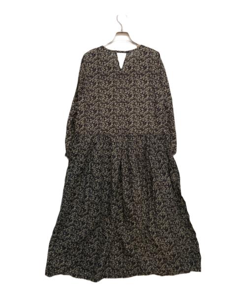 BEARDSLEY（ビアズリー）BEARDSLEY (ビアズリー) プリントギャザーワンピ ブラック サイズ:FREEの古着・服飾アイテム