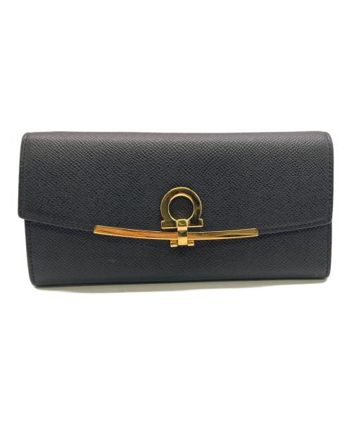 Salvatore Ferragamo（サルヴァトーレ フェラガモ）Salvatore Ferragamo (サルヴァトーレ フェラガモ) ガンチーニ ロング ウォレット ブラック サイズ:実寸参照の古着・服飾アイテム