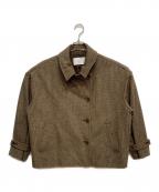 FRAMeWORKフレームワーク）の古着「ピンチェックバルカラーショートコート」｜ブラウン