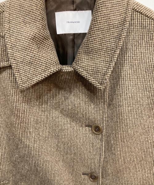 FRAMeWORK（フレームワーク）FRAMeWORK (フレームワーク) ピンチェックバルカラーショートコート ブラウン サイズ:Freeの古着・服飾アイテム