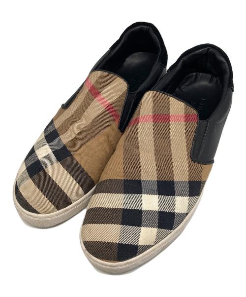 BURBERRY（バーバリー）BURBERRY (バーバリー) ノバチェック スリッポン ベージュ サイズ:44の古着・服飾アイテム