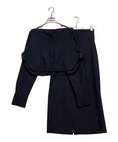 Adam et Rope（アダム エ ロペ）Adam et Rope (アダム エ ロペ) マルチWAYレイヤードシャツスカート ネイビー サイズ:36の古着・服飾アイテム