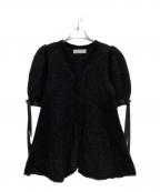 CELFORDセルフォード）の古着「リボン ディテール ペプラム カーディガン」｜ブラック