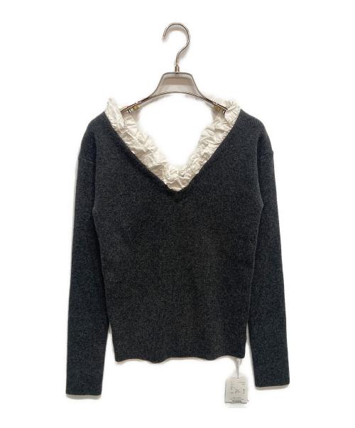 CLANE（クラネ）CLANE (クラネ) 2WAY FRILL V NECK KNIT TOPS グレー サイズ:1 未使用品の古着・服飾アイテム