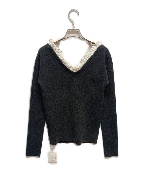 CLANE（クラネ）CLANE (クラネ) 2WAY FRILL V NECK KNIT TOPS グレー サイズ:1 未使用品の古着・服飾アイテム