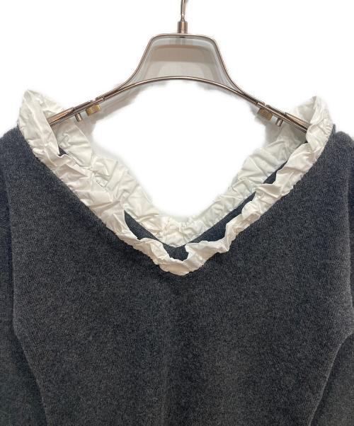 CLANE（クラネ）CLANE (クラネ) 2WAY FRILL V NECK KNIT TOPS グレー サイズ:1 未使用品の古着・服飾アイテム