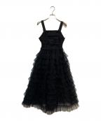 darichダーリッチ）の古着「ベロアリボンチュールワンピース」｜ブラック