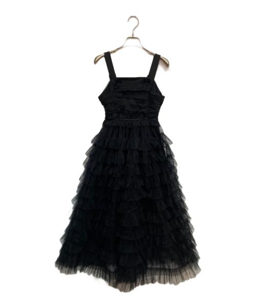 darich（ダーリッチ）darich (ダーリッチ) ベロアリボンチュールワンピース ブラック サイズ:Freeの古着・服飾アイテム