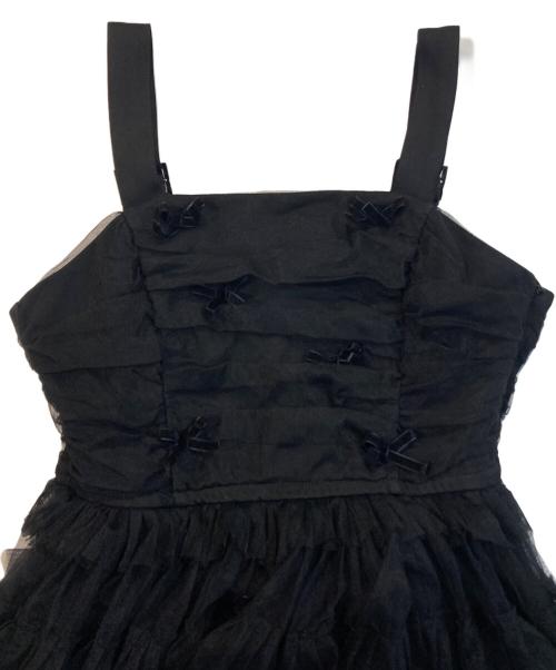 darich（ダーリッチ）darich (ダーリッチ) ベロアリボンチュールワンピース ブラック サイズ:Freeの古着・服飾アイテム
