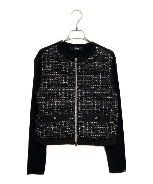 HERNO（ヘルノ）HERNO (ヘルノ) ツイードダウンジャケット ブラック サイズ:40の古着・服飾アイテム