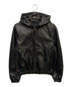 ZARAザラ）の古着「フェイクレザーフーデッドジャケット」｜ブラック