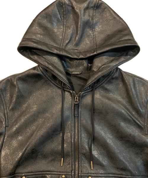 ZARA（ザラ）ZARA (ザラ) フェイクレザーフーデッドジャケット ブラック サイズ:Sの古着・服飾アイテム