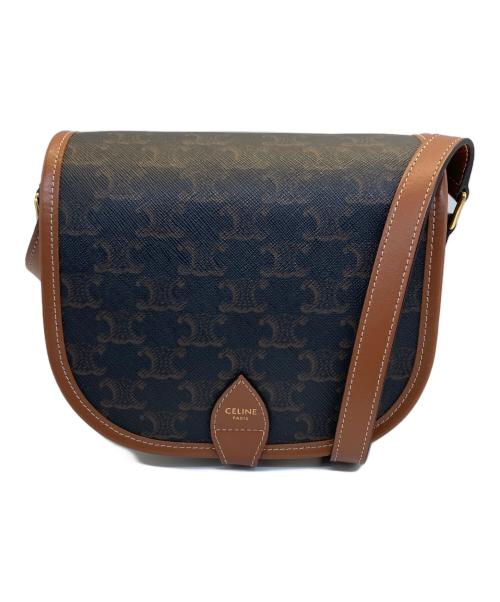 CELINE（セリーヌ）CELINE (セリーヌ) ミディアム フォルコ バッグ / トリオンフキャンバス & カーフスキン ブラウンの古着・服飾アイテム