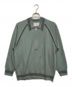 SUGARHILLシュガーヒル）の古着「ZIP-UP LINE KNIT POLO SHIRT」｜グリーン