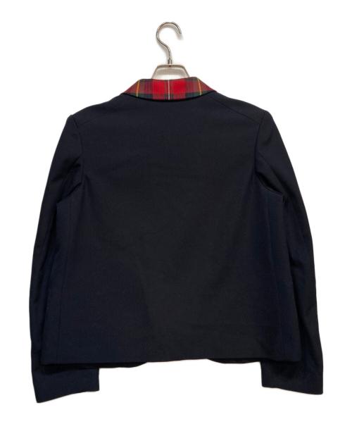 COMME des GARCONS GIRL（コムデギャルソンガール）COMME des GARCONS GIRL (コムデギャルソンガール) チェック切替 丸襟テーラード　ジャケット ネイビー サイズ:Mの古着・服飾アイテム