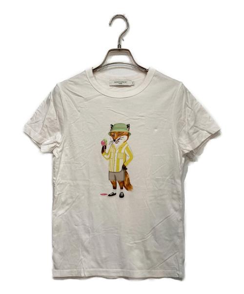 maison kitsune（メゾンキツネ）maison kitsune (メゾンキツネ) hotel olympia (ホテルオランピア) フォックスプリントカットソー ホワイト サイズ:XSの古着・服飾アイテム