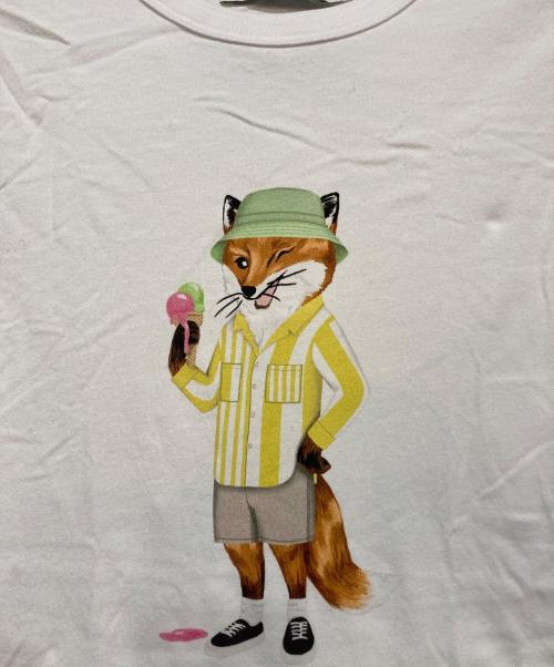 maison kitsune（メゾンキツネ）maison kitsune (メゾンキツネ) hotel olympia (ホテルオランピア) フォックスプリントカットソー ホワイト サイズ:XSの古着・服飾アイテム