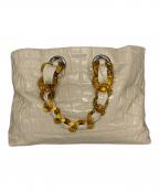 MIU MIUミュウミュウ）の古着「エナメルチェーンバッグ」｜ベージュ