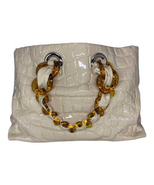 MIU MIU（ミュウミュウ）MIU MIU (ミュウミュウ) エナメルチェーンバッグ ベージュ サイズ:サイズ詳細参照の古着・服飾アイテム