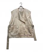 Adam et Ropeアダム エ ロペ）の古着「レザーライクタフタジレ」｜アイボリー